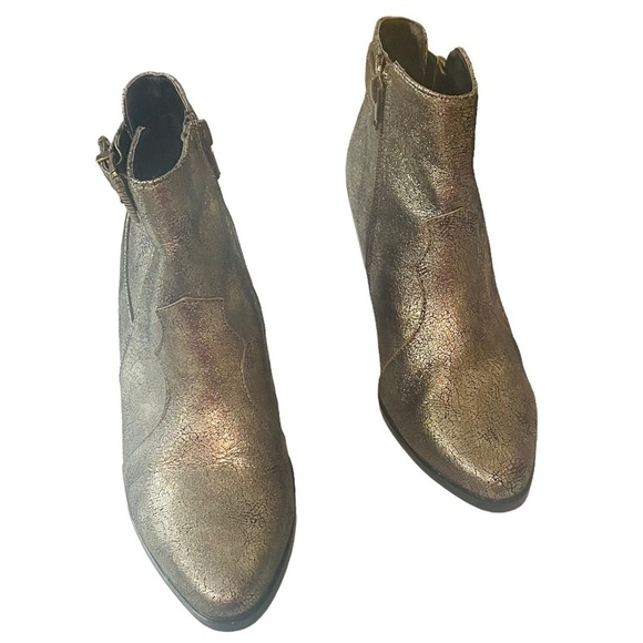 QUPID - SIZE 7 - BRONZE ANKLE BOOTIES - I SIDE ZIP - WESTERN FLARE BUCKLE - S3 - Picture 3 of 15